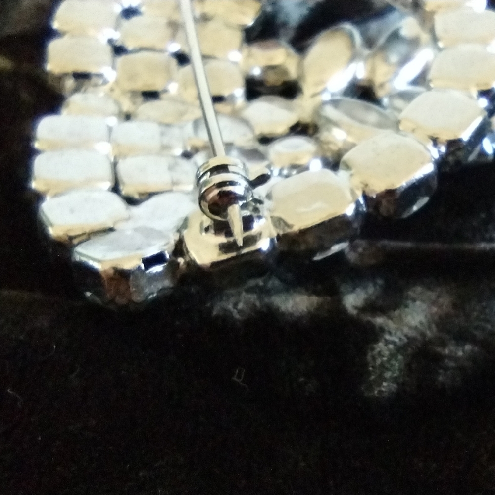 1950s Clear Rhinestone Brooch Large - Picture 8 of 13